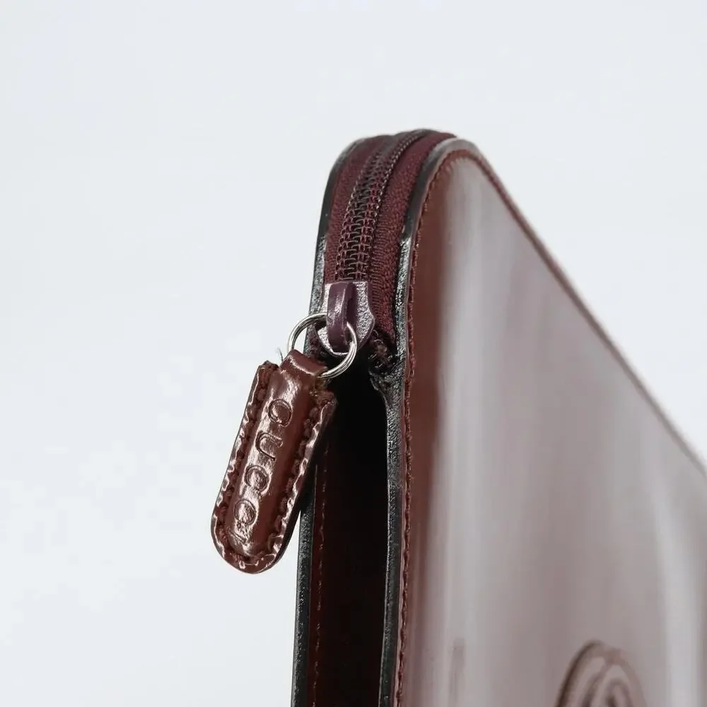 Gucci Patent Leather Clutch Bag Brown